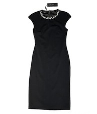 Chelsea Black Evening Dress with Gem Encrusted Neck Collar UK 10 BNWT