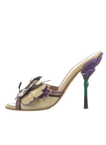 Authentic Prada Flower Petal Heels Slides Size 35.5 5 1/2 - Picture 2 of 5