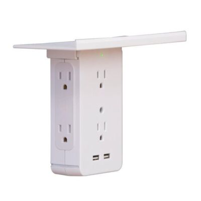 Sharper Image Socket Shelf Cordless Wall 6-Outlet Extender - White