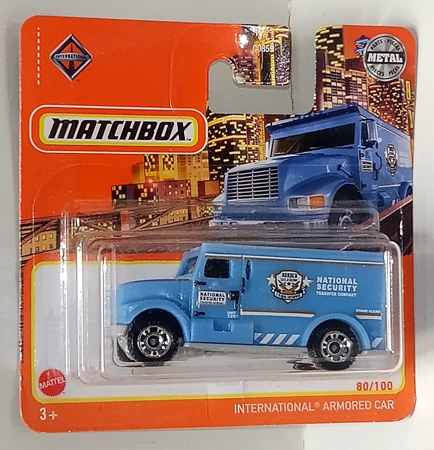 2021 Matchbox Basic Short Card International Armored Car 80/100 GXM98 Blue