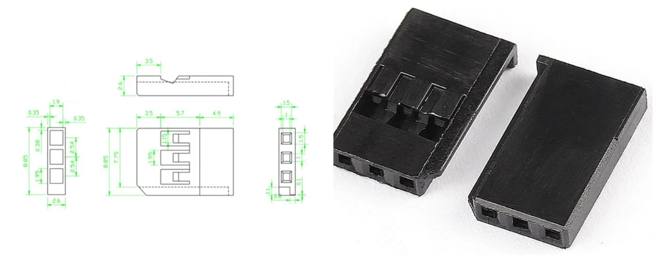 5 Stück Female Servo Stecker Vergoldet JST-SH Futaba Robbe kompatibel Crimp Pins - Bild 2 von 4