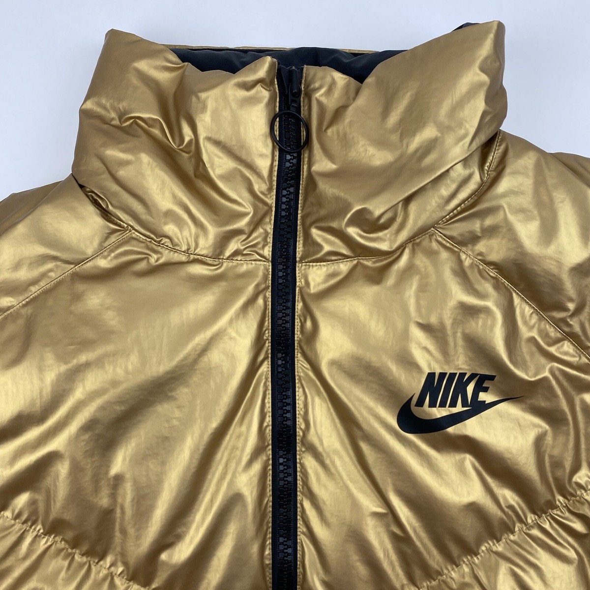 Nike Womens Gold Shine Jacket Sportswear Puffer Fill Zip Sz Nike Womens Gold Shine Jacket Sportswear Puffer Fill Zip Sz