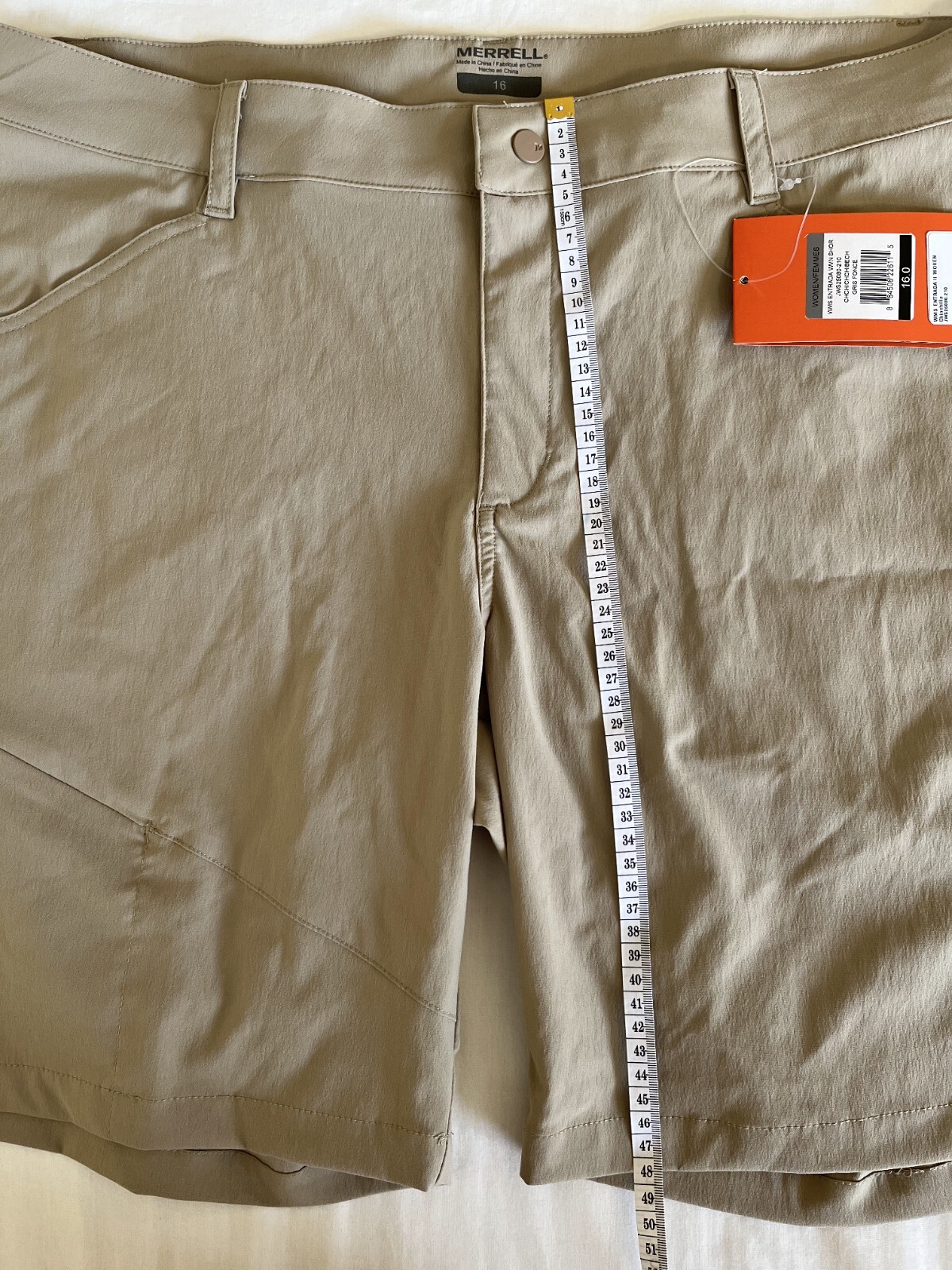 MERRELL BNWT Entrada II Woven Womens Shorts Size 16 Chinchilla Beige