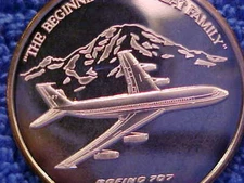 1997 BOEING EMPLOYEEs COIN CLUB 1.5 Silver 707 Great Family Beginning Medal BEsp