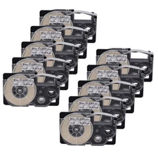10PK Black on Clear EZ Label Tape Cartridge XR-9X for Casio KL-750 KL-750B 750BA