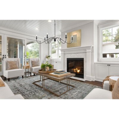 Large Chandelier Matte Black Modern Farmhouse Foyer Dining Room 6 Light 60 inch