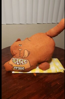 Vintage Crave Cat food Advertisement merchandise Stuffed Plush Toy orange kitty 