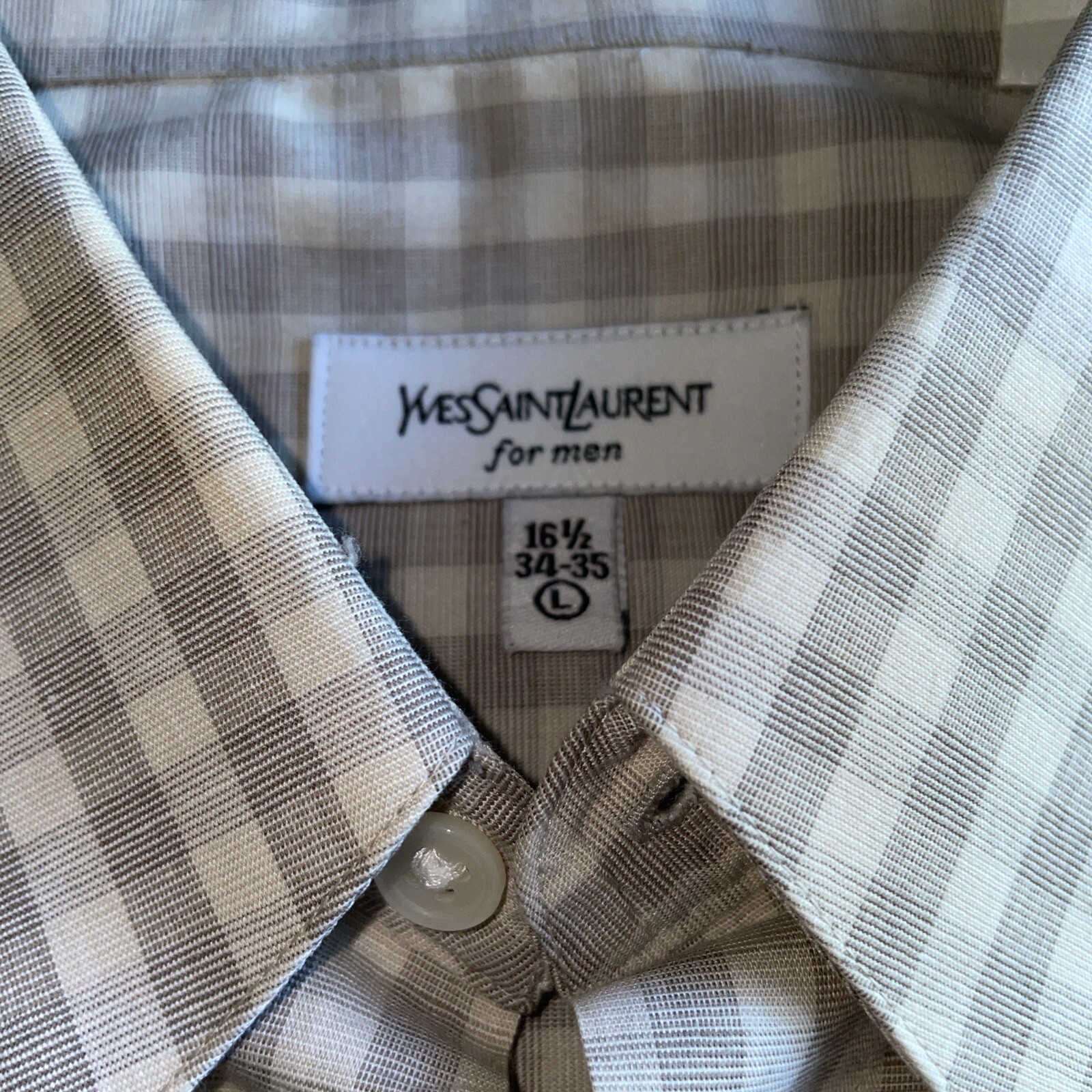 Camicia elegante uomo YSL Yves Saint Laurent a quadri con bottoni taglia L