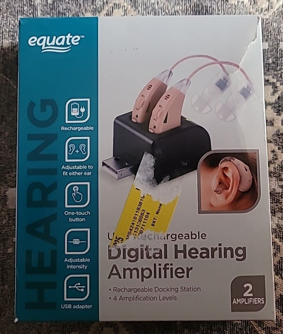 Equate USB Rechargable Digital Hearing Amplifier With Storage Case and