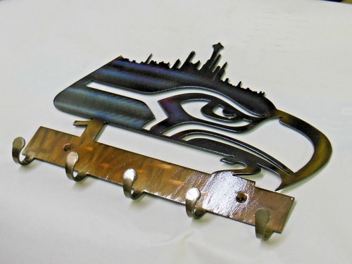 Seattle SEAHAWKS Coat Hanger with 5 hooks Custom Metal Art A Unique Must Have - Picture 3 of 4