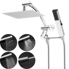 10 Inch High Pressure Rain Shower Head Combo with Handheld Spray Extension Arm