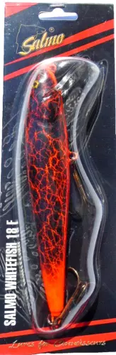 Custom Painted Salmo WF18 Whitefish Musky/Pike Jerkbait/Crank (Crackle Orange)