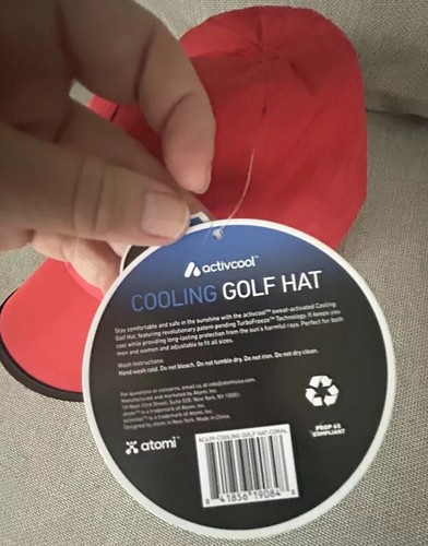 Cappello Golf Rosso Nero Bordo Activecool Gancio di Raffreddamento Anello Regolabile UPF 30 - Foto 9 di 12