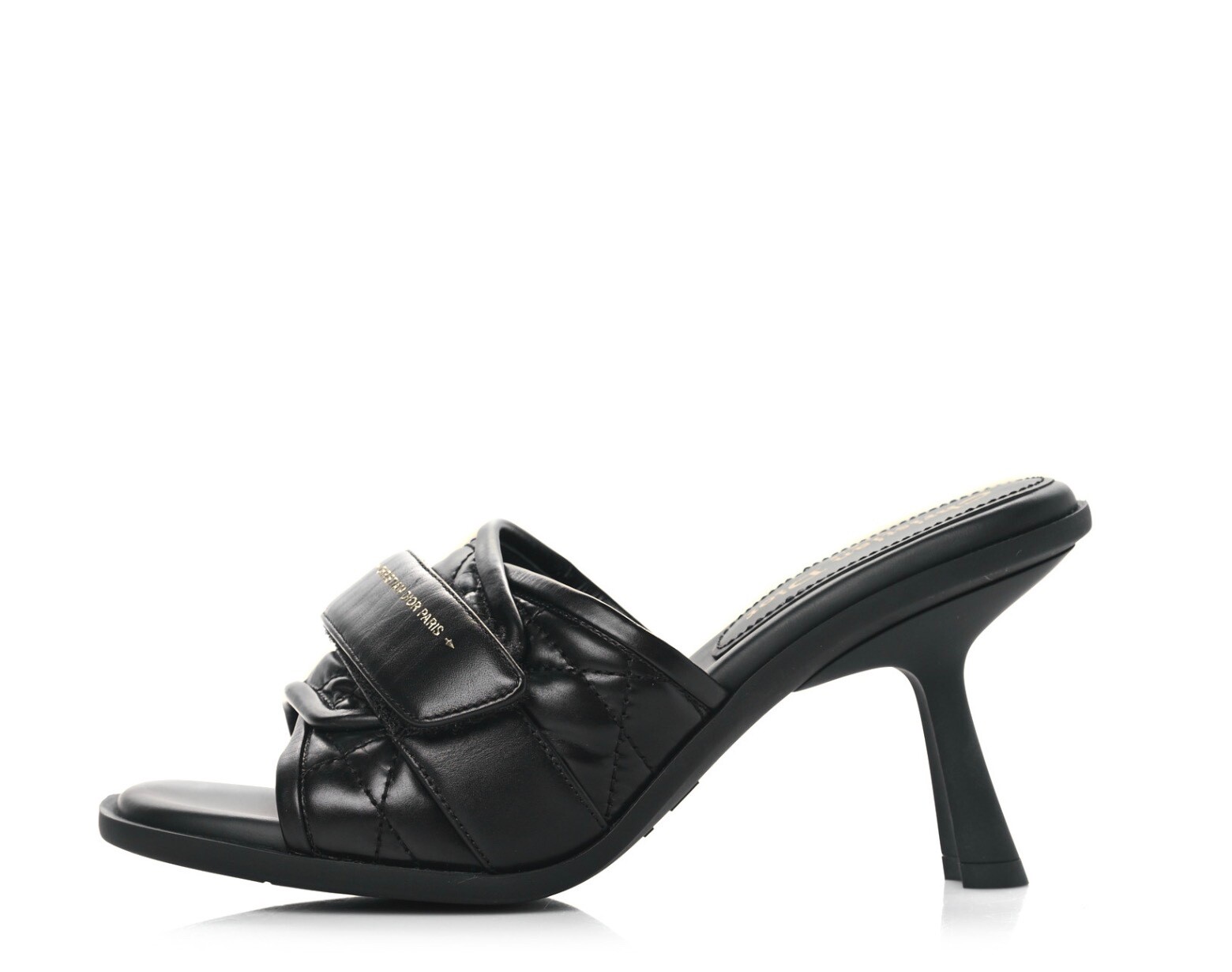 DIOR DIOREVOLUTION Black Quilted Cannage Calfskin Slide Heels Size 37