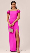 NWT Aidan by Adrianna Papell Stretch Crepe Gown Hot Pink Flame Gown $245 Size 10