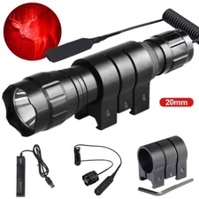Hunting Red Light 500Yards LED Flashlight Torch Rechargeable 20mm Rail Mount