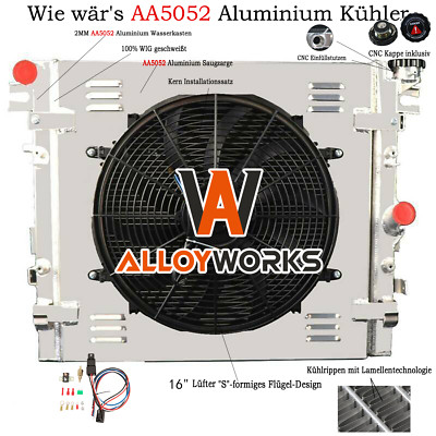 Für 07-17 Jeep Wrangler JK 3.6L/3.8L V6 Aluminium 3 Reihen Kühler+Lüfter+Relay