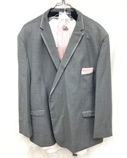 Allure Men Grey Tuxedo with Shirt Vest Tie Studs Cuff-Links Big  Tall 64R 48W