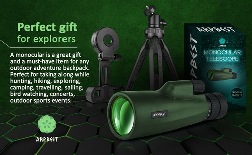 ARPBEST 30X55 High Definition Monocular Telescope with Smartphone Holder&Tripod - Picture 10 of 12