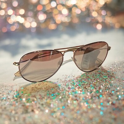 FRYE & CO Rose Gold Classic Metal Aviator with Rose Lens 