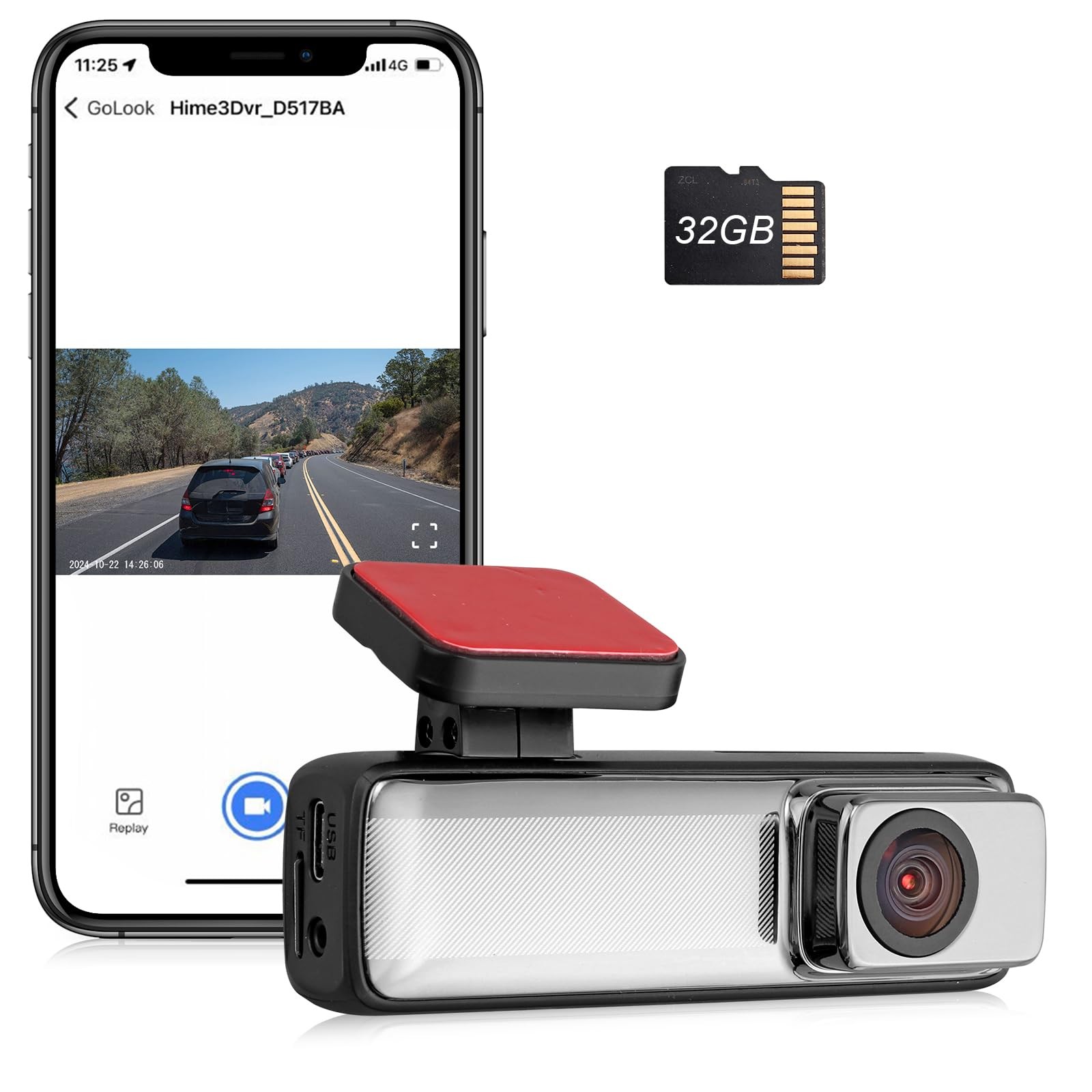 Dashcam WiFi 1080P 160°: Telecamera Auto Anteriore Smart con App
