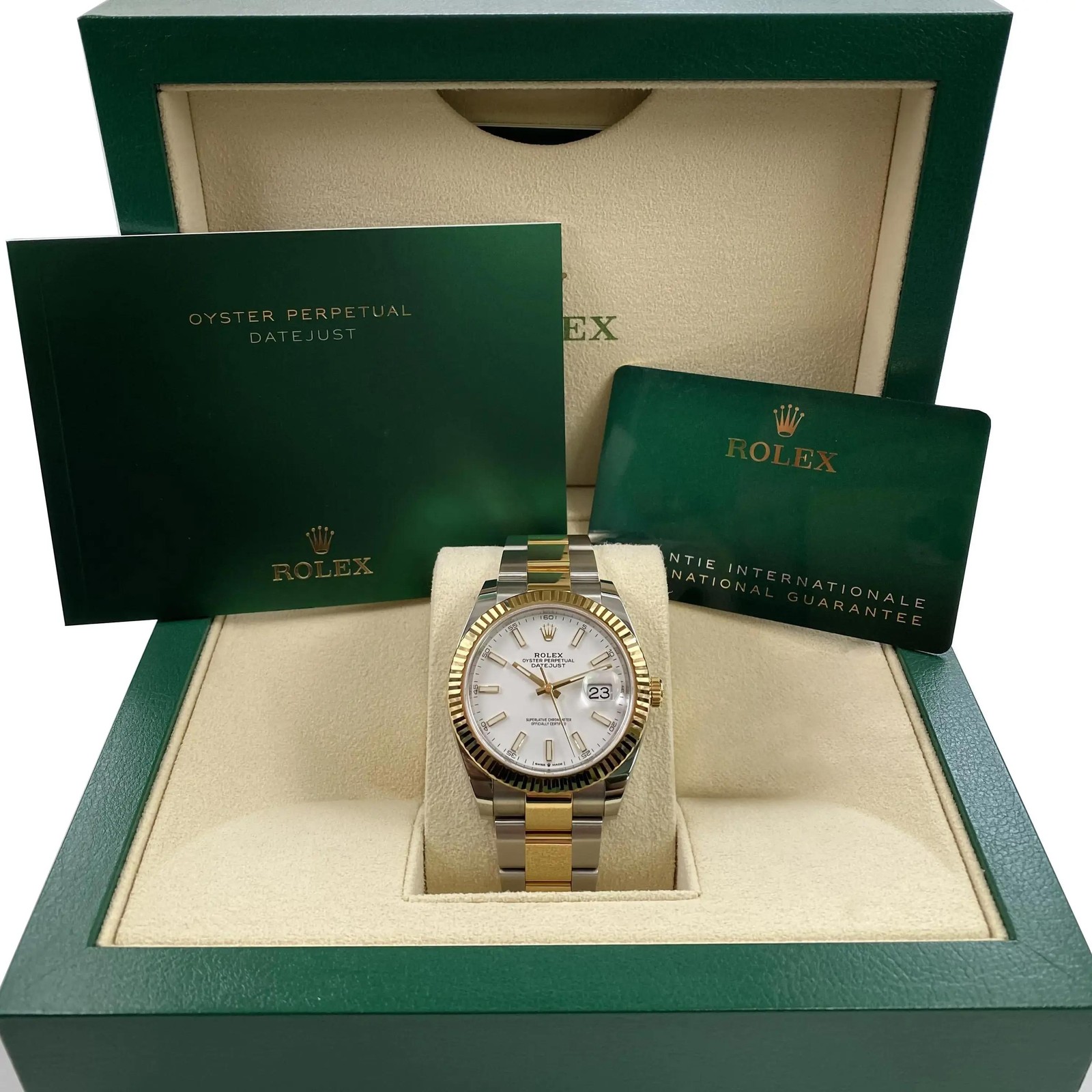 Rolex Datejust 41 126333 Steel Yellow Gold White Dial Automatic Watch B&P