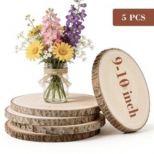 New Rustic Large Wood Slices 9-10 Inch Natural Wooden Centerpieces Wedding 5Pcs