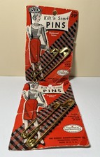 NOS Four Vintage Risdon Kilt/Large Safety Pins, Brass