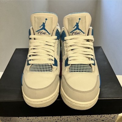 Jordan Air Jordan 4 Retro Blue Leather Men's Sneakers White Blue Retro