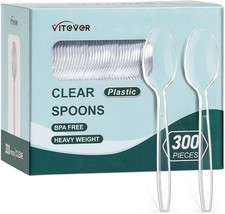  300 Count Clear Heavy Duty Plastic Spoons Disposable Silverware Spoons Bulk