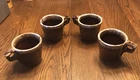 4 Vintage Hull Pottery Oven Proof USA Brown Drip Glaze Coffee Mugs