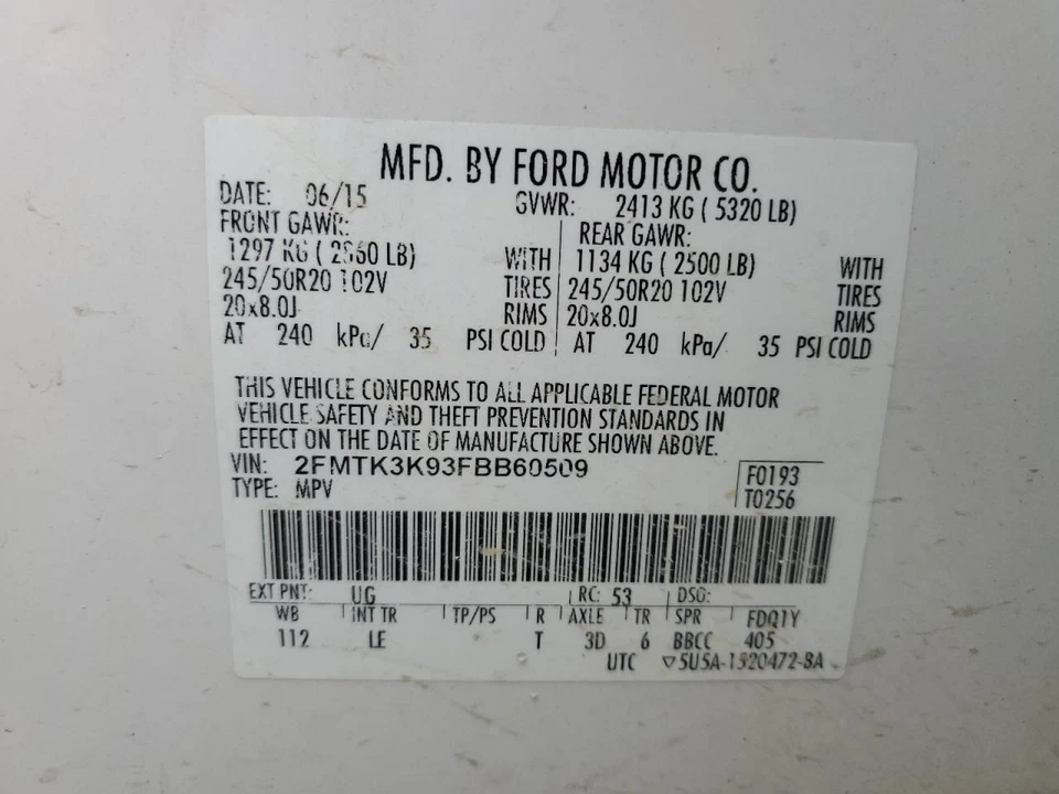 2015 Ford Edge Used Power Rack & Pinion Steering Gear FWD 137K Miles Foto 2 de 4