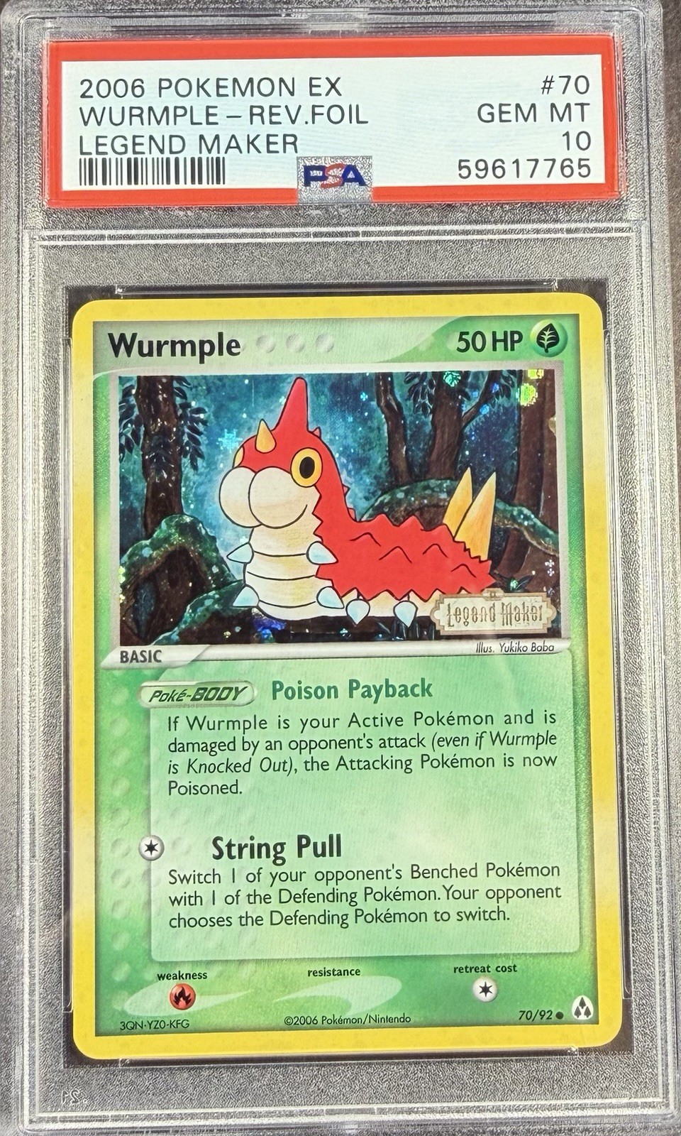 2006 Pokémon EX Legend Maker 70 Wurmple Reverse PSA 10 Gem Mint
