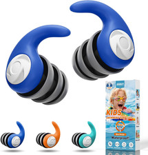 Waterproof Swimming Ear Plugs for Kids - 3 Pairs of Reusable Soft Silicone Swim