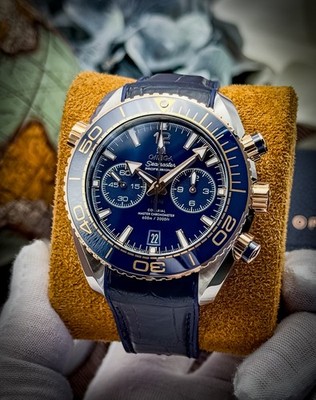 Omega Seamaster Planet Ocean 600M 45.5mm Blue / Sedna Gold - B&P - MSRP $16,300