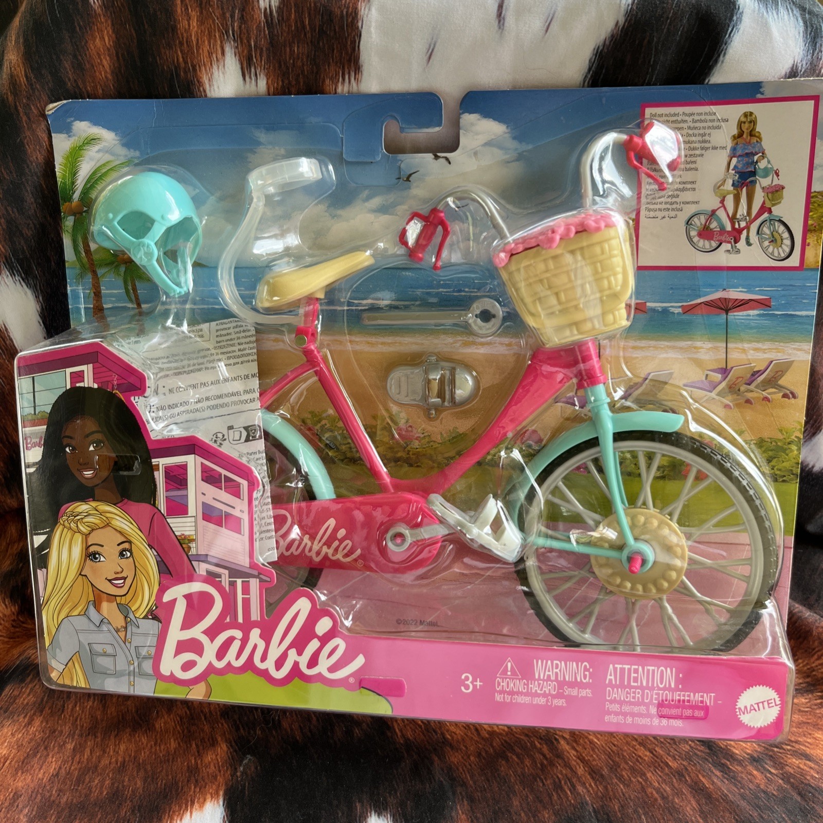 Barbie Beach Cruiser Bike With Helmet &Basket NIB