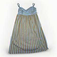 J. Crew Strappy Tie-Back Mini Dress In Marigold Stripe Yellow White M Sz S (A29)