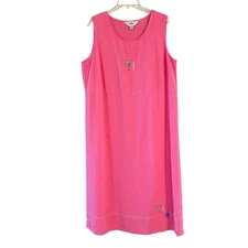 AMY K SU Women Size 1X  Pink Tencel Pullover Cocktails Beach Tank Maxi Dress AKS