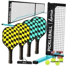Homie Portable Pickleball Net Set with 4 Paddles, 4 22 FT, With 4 Paddles Blue