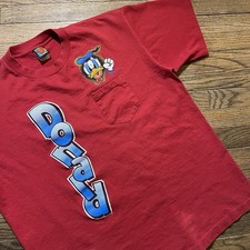 VTG 90s Donald Duck Pocket T - Size XL Single Stitched Disney Mickey Unlimited