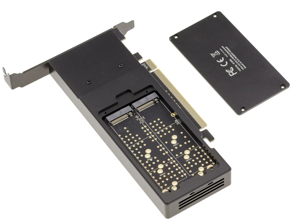 Pcie 3.0 X16 Card for 4 M.2 NVMe SSDs Chipset PLX PEX8747 - Aluminum Enclosure - Image 3 of 4