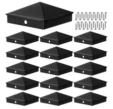 16 Pack 6x6 Black Aluminum Pyramid Post Caps w/ Screws for 5.5x5.5 Fence Posts