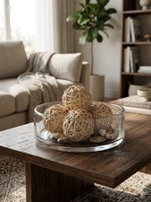 Rattan Ball 2-pack 13cm Decorative Balls for Home Decor Bowl Filler