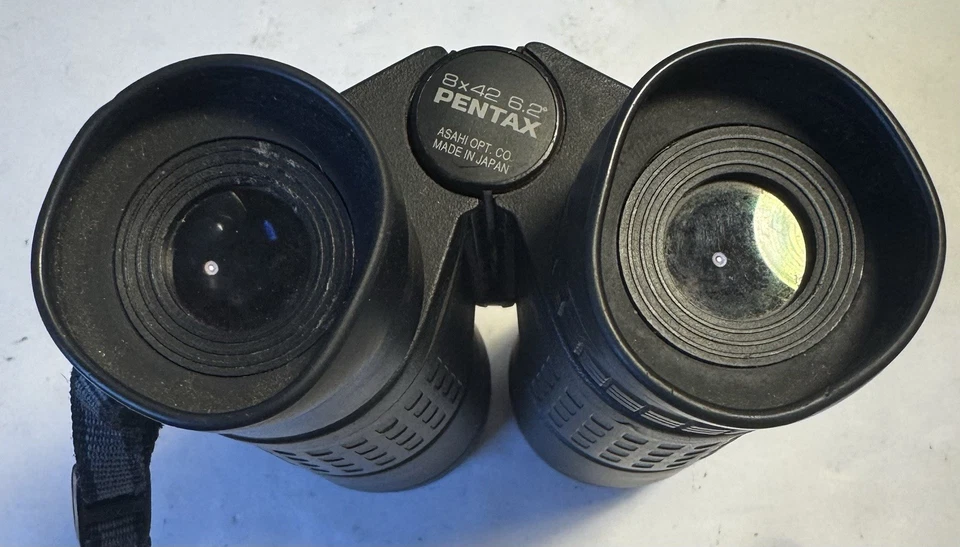 Pentax 8x42 DCF Binoculars 17mm W/ Case & End Caps Black Made In Japan Read - Image 2 of 4