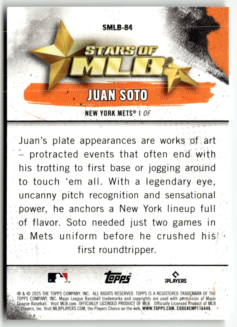 Topps Serie 1 MLB Nº 2025 SMLB-84 Juan Soto Estrellas de MLB
