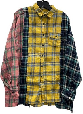 Better Be Color Block Button Up Flannel Shirt Large Yellow Outdoor Oversized