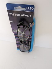 Foster Grant Black Reading Glasses w/Case Crystal Vision Technology