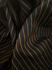 Linen Yarn Dyed Dobby Stripe Fabric Black Gold 58  Wide BTY