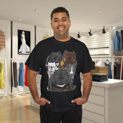 Five American Bully Dogs Pitbull Gang Graphic T-Shirt