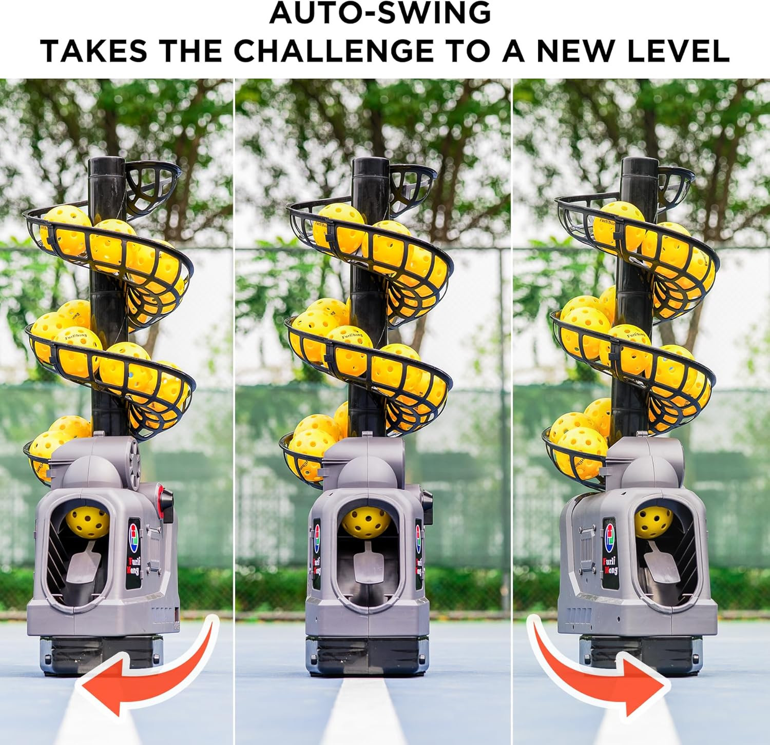 681PBH Pickleball Machine with Auto Swing, 3 Angles & 4 Speeds Adjustable, Porta